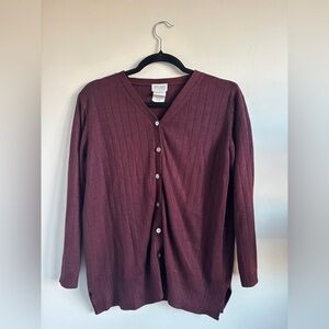 Women's Burgundy Cardigan Sweater